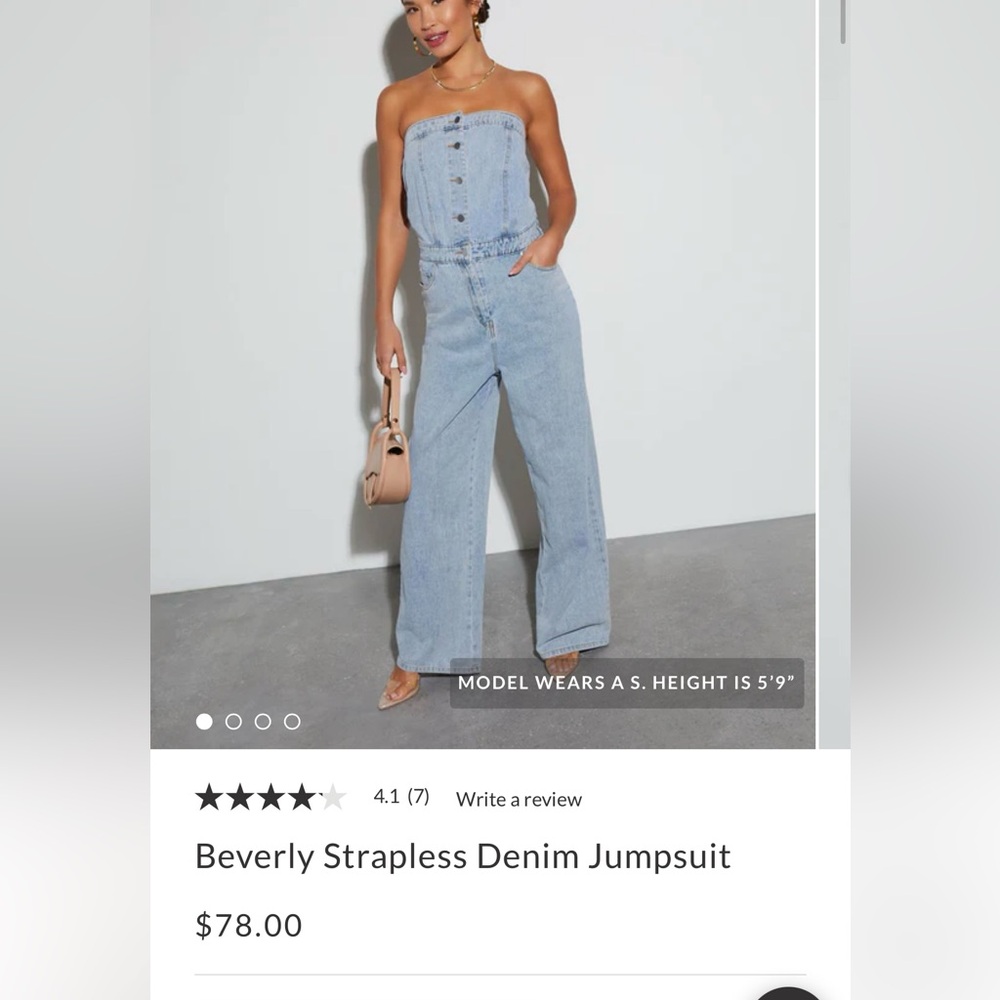 Beverly Strapless Denim jumpsuit romper new with tags light wash